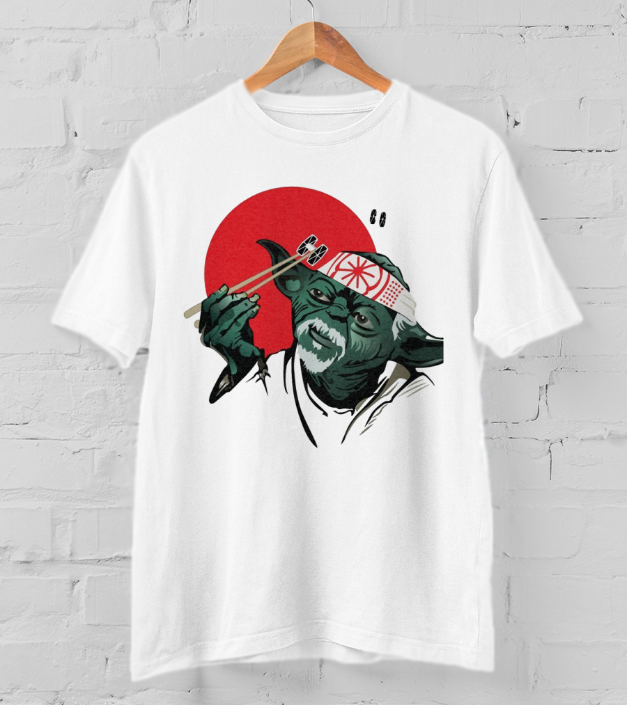 Master Yoda With Chopsticks Karate Kid Miyagi Headband Red Circle T-Shirt