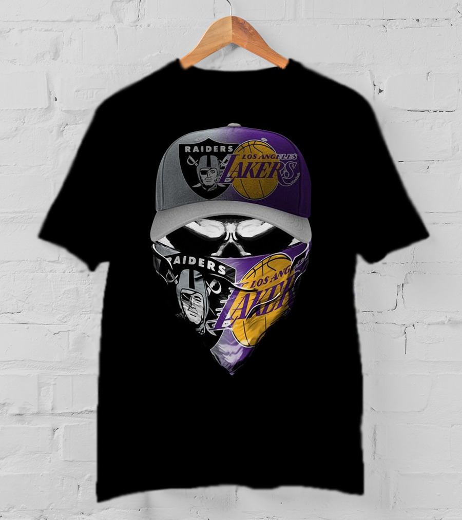 Skull Raiders Los Angeles Lakers Cap And Bandana Combo T-Shirt