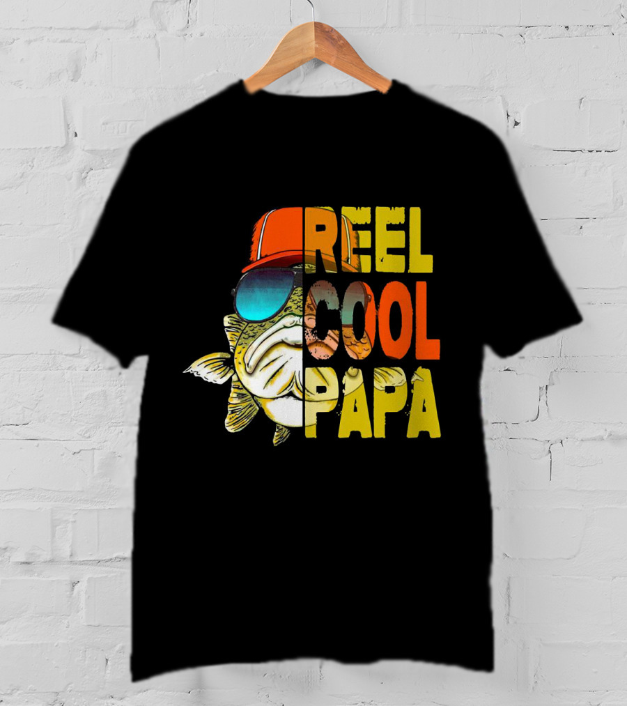 Reel Cool Papa Fish With Sunglasses And Cap T-Shirt
