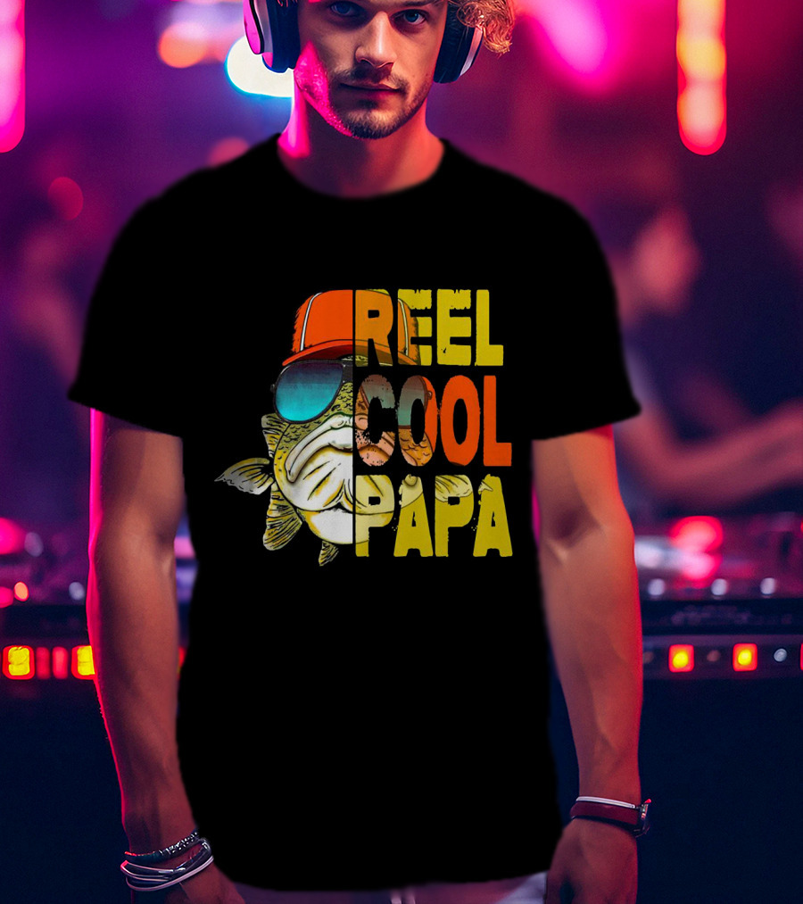 Reel Cool Papa Fish With Sunglasses And Cap T-Shirt