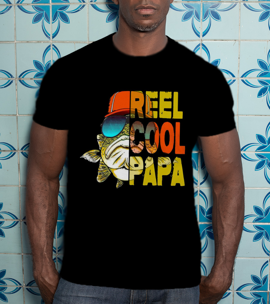 Reel Cool Papa Fish With Sunglasses And Cap T-Shirt