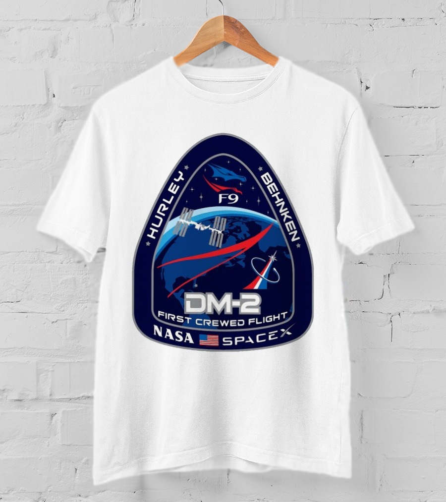 Nasa Spacex DM-2 Hurley Behnken First Crewed Flight F9 Badge T-Shirt