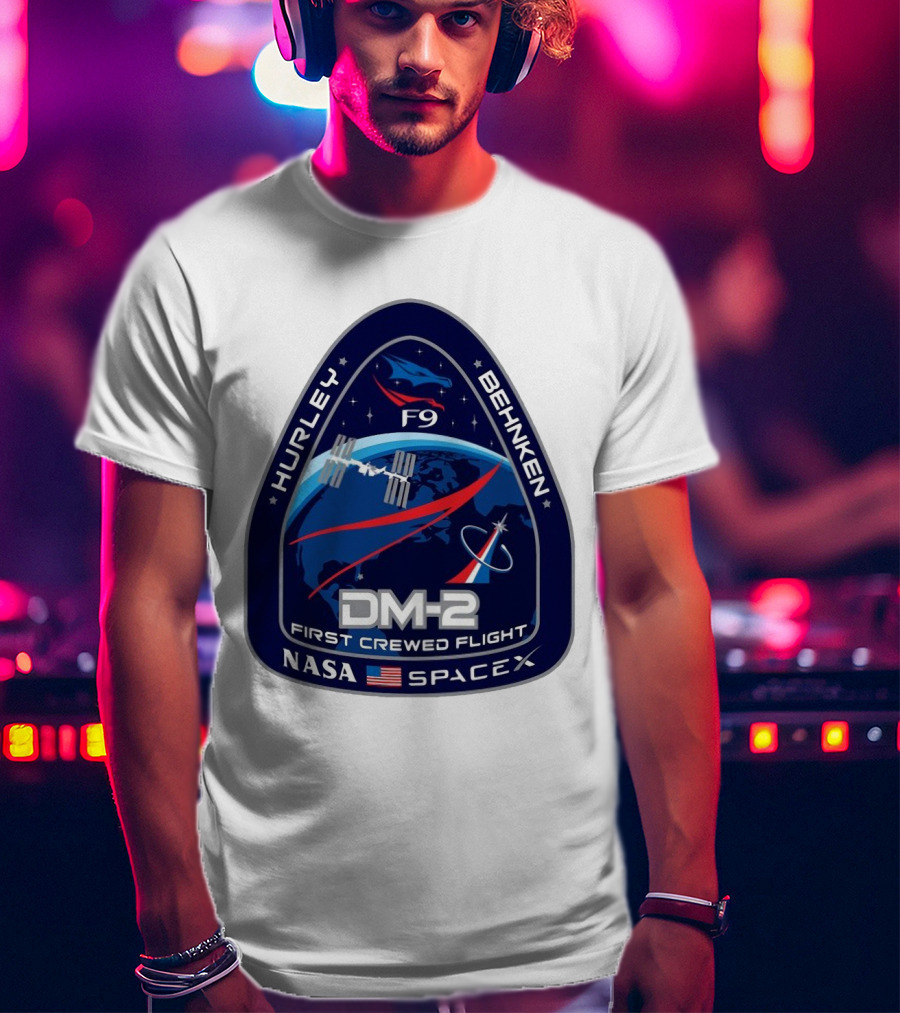 Nasa Spacex DM-2 Hurley Behnken First Crewed Flight F9 Badge T-Shirt