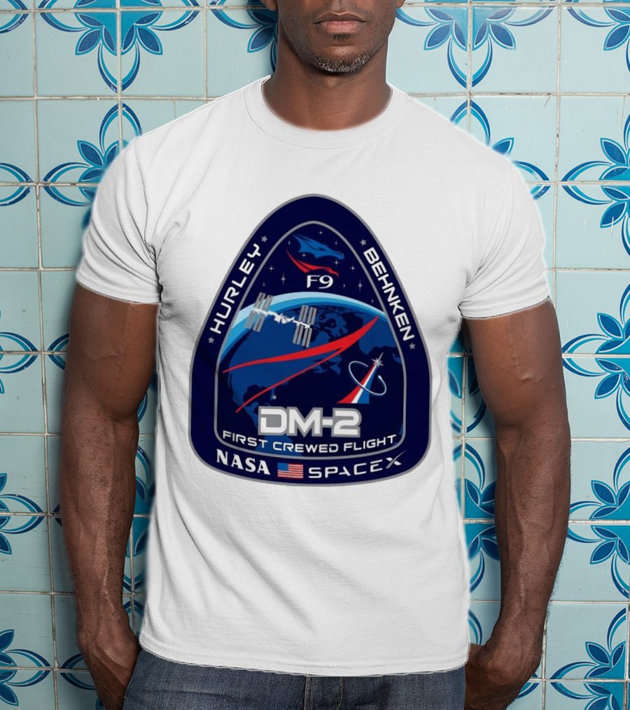 Nasa Spacex DM-2 Hurley Behnken First Crewed Flight F9 Badge T-Shirt