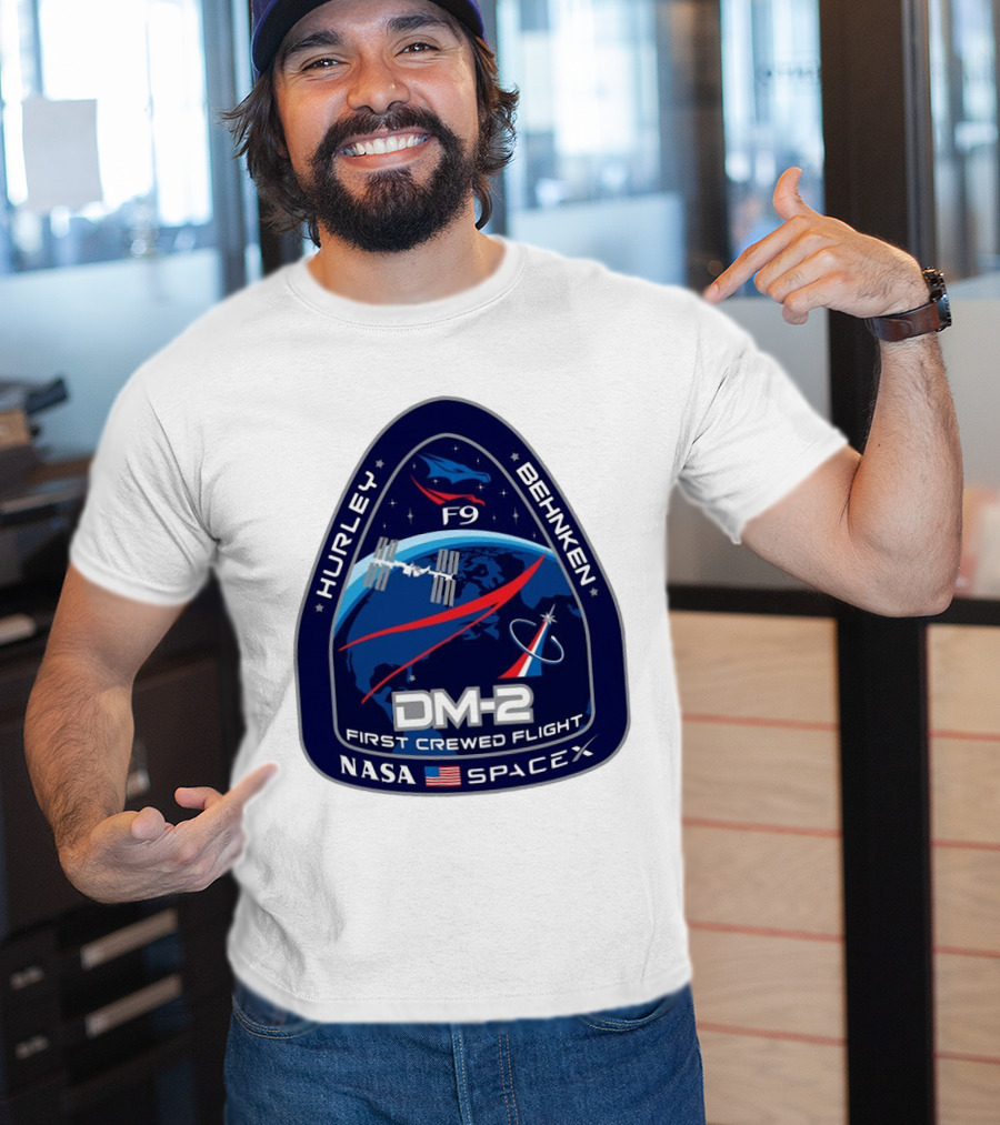 Nasa Spacex DM-2 Hurley Behnken First Crewed Flight F9 Badge T-Shirt