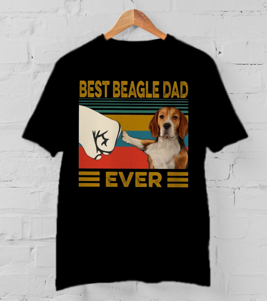 Best Beagle Dad Ever Retro Fist Bump With Beagle T-Shirt