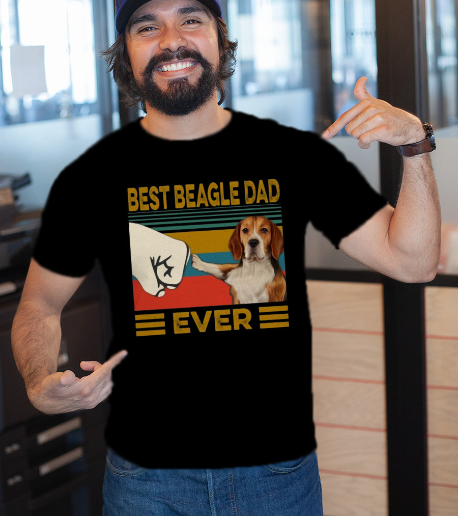 Best Beagle Dad Ever Retro Fist Bump With Beagle T-Shirt