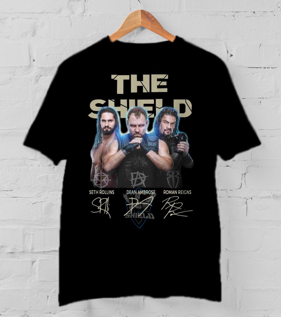 The Shield Seth Rollins Dean Ambrose Roman Reigns Signatures T-Shirt