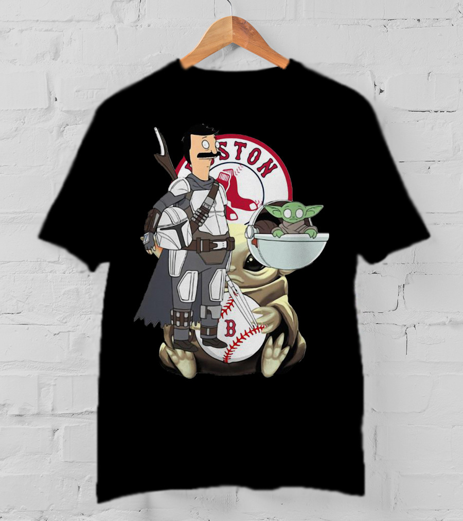 Bob's Burgers Mandalorian And Baby Yoda Boston Red Sox Crossover T-Shirt
