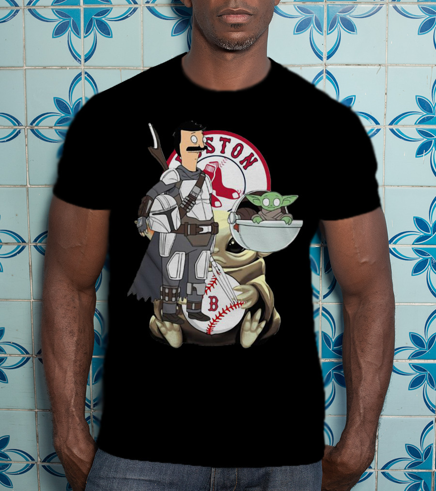 Bob's Burgers Mandalorian And Baby Yoda Boston Red Sox Crossover T-Shirt
