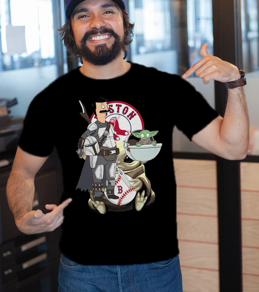Bob's Burgers Mandalorian And Baby Yoda Boston Red Sox Crossover T-Shirt