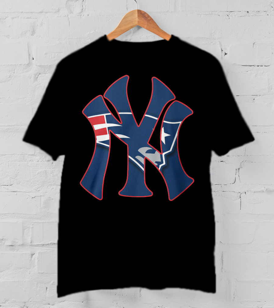 New York Yankees New England Patriots Logo Fusion T-Shirt