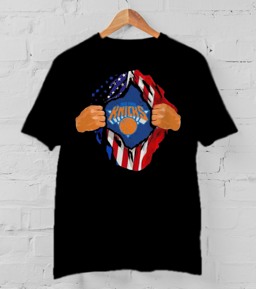 New York Knicks American Flag Inside Me Basketball T-Shirt