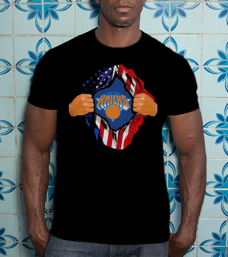 New York Knicks American Flag Inside Me Basketball T-Shirt