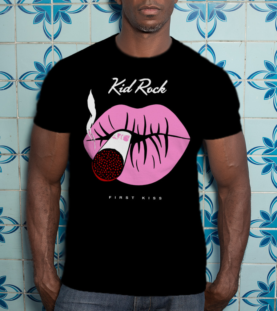 Kid Rock First Kiss Pink Lips With Cigarette Smoke T-Shirt