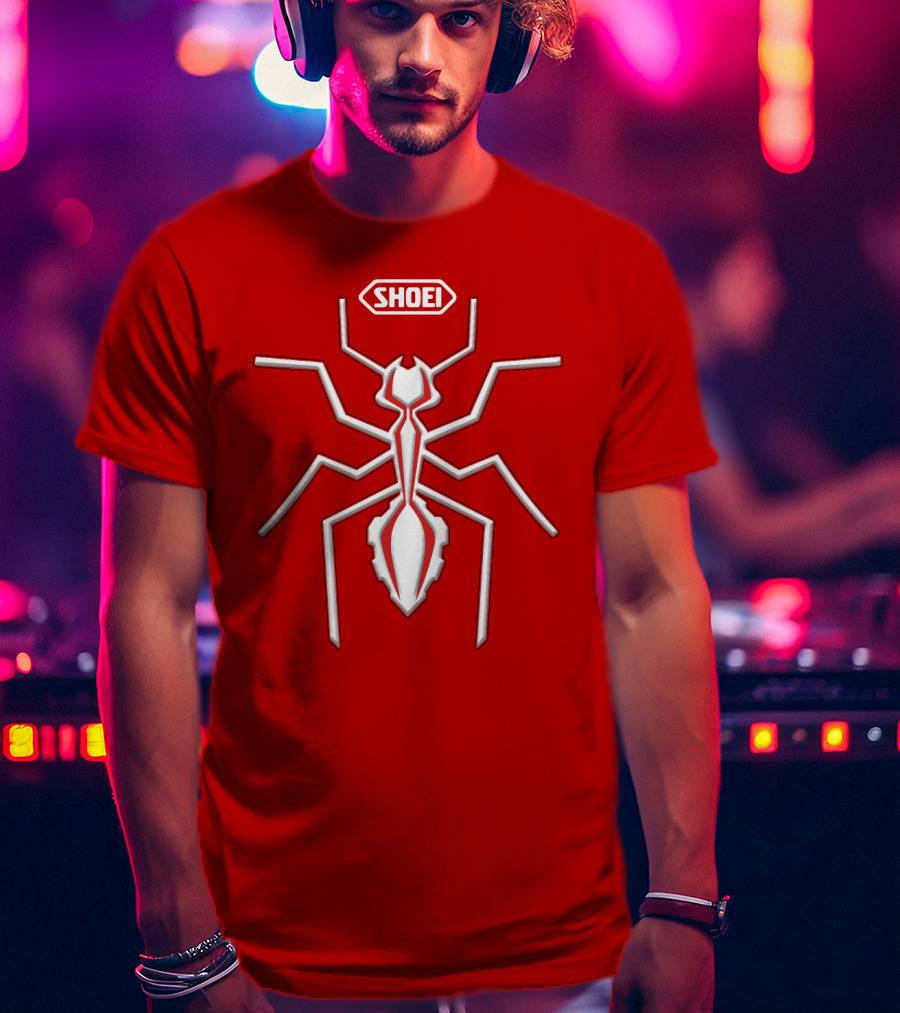 Shoei Logo Red With White Spider Outline T-Shirt