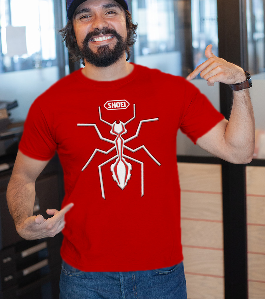 Shoei Logo Red With White Spider Outline T-Shirt