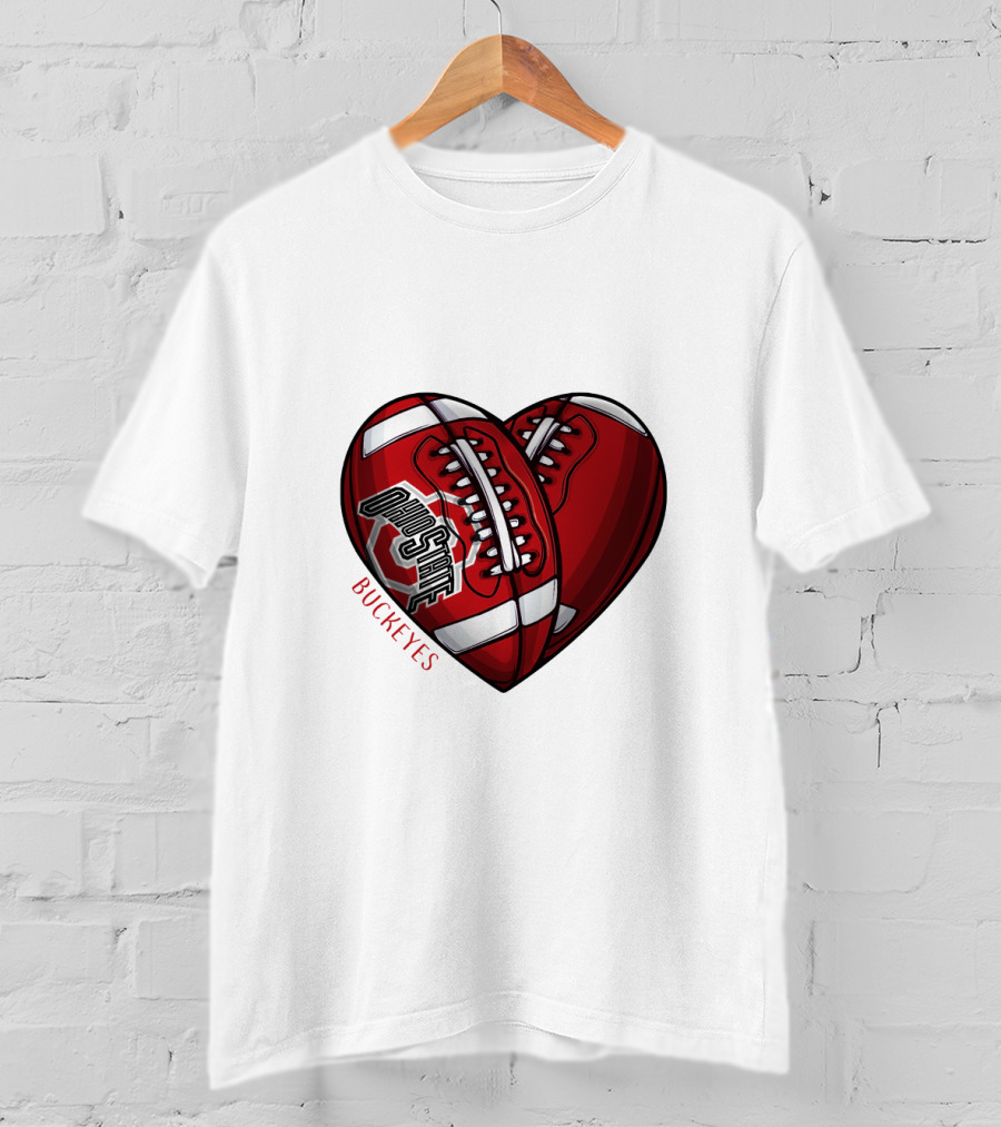 Ohio State Buckeyes Heart Football NCAA DH 90 T-Shirt