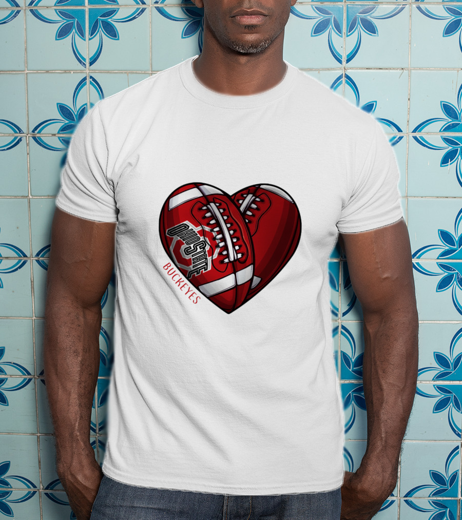 Ohio State Buckeyes Heart Football NCAA DH 90 T-Shirt