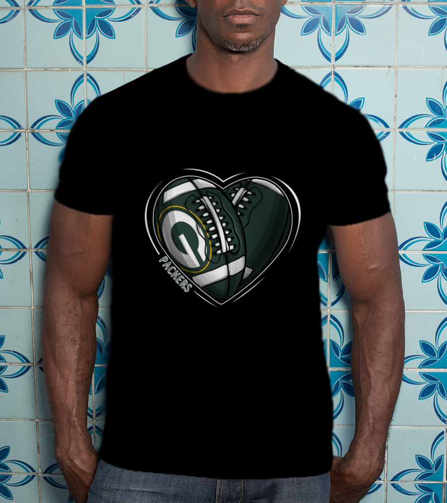 Packers Heart Football Shoes DH 90 NFL Green Bay T-Shirt