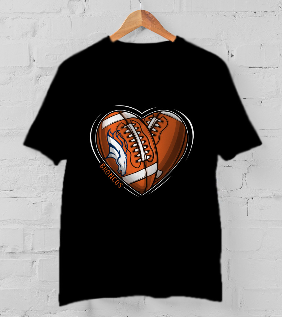 BBroncos Heart Design DH 90 NFL Denver Broncos T-Shirt