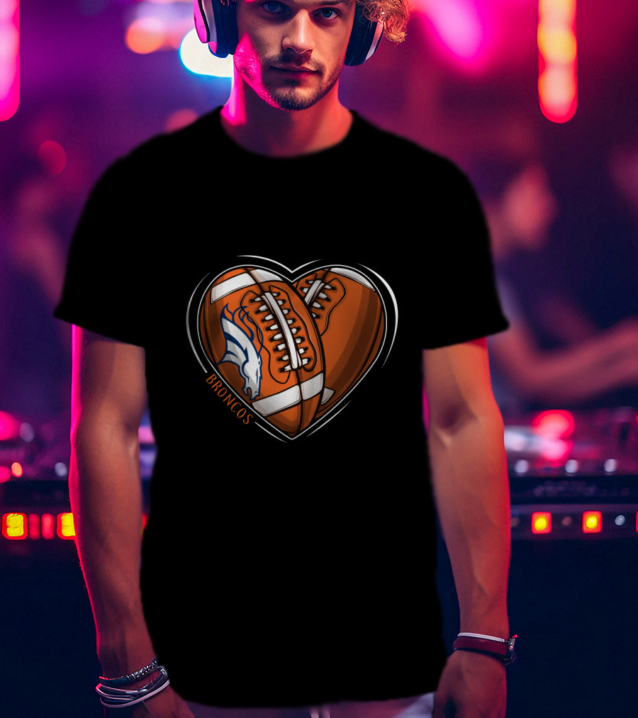 BBroncos Heart Design DH 90 NFL Denver Broncos T-Shirt