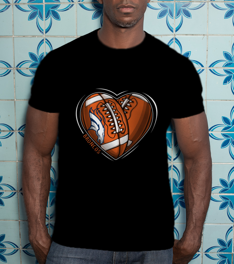 BBroncos Heart Design DH 90 NFL Denver Broncos T-Shirt