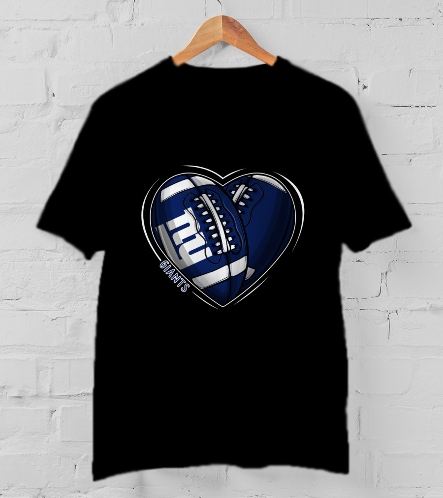 DH 90 NFL New York Giants Football Heart T-Shirt