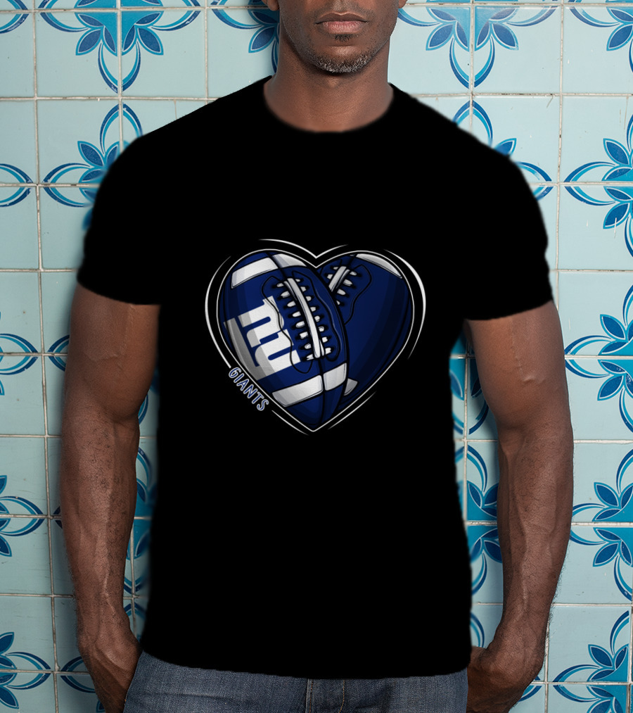 DH 90 NFL New York Giants Football Heart T-Shirt