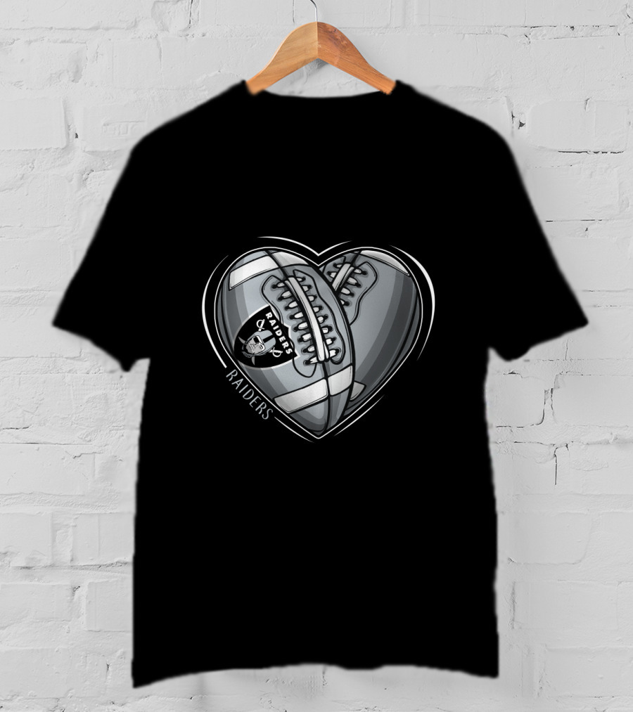 Raiders Heart Football Graphic DH 90 NFL Oakland Raiders T-Shirt