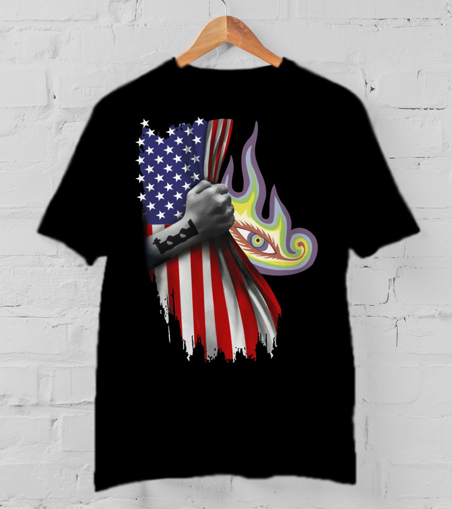 Tool Rock Band American Flag Psychedelic Eye Tattoo T-Shirt