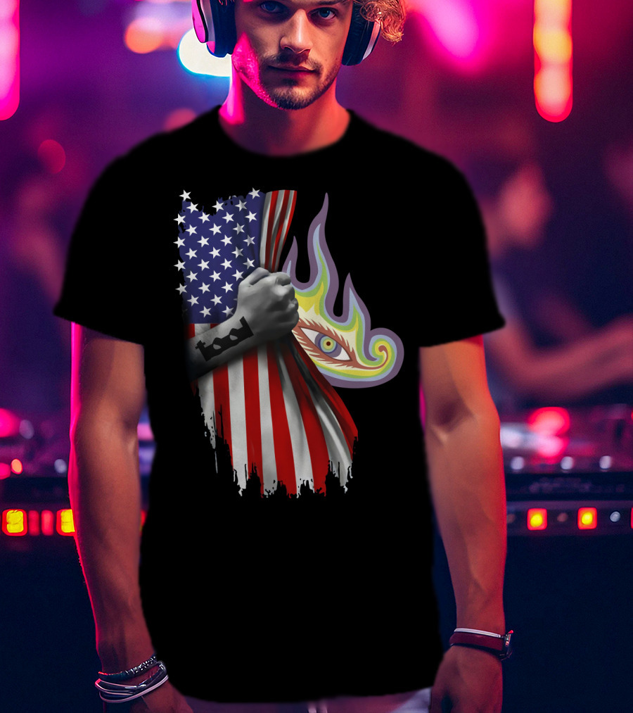 Tool Rock Band American Flag Psychedelic Eye Tattoo T-Shirt