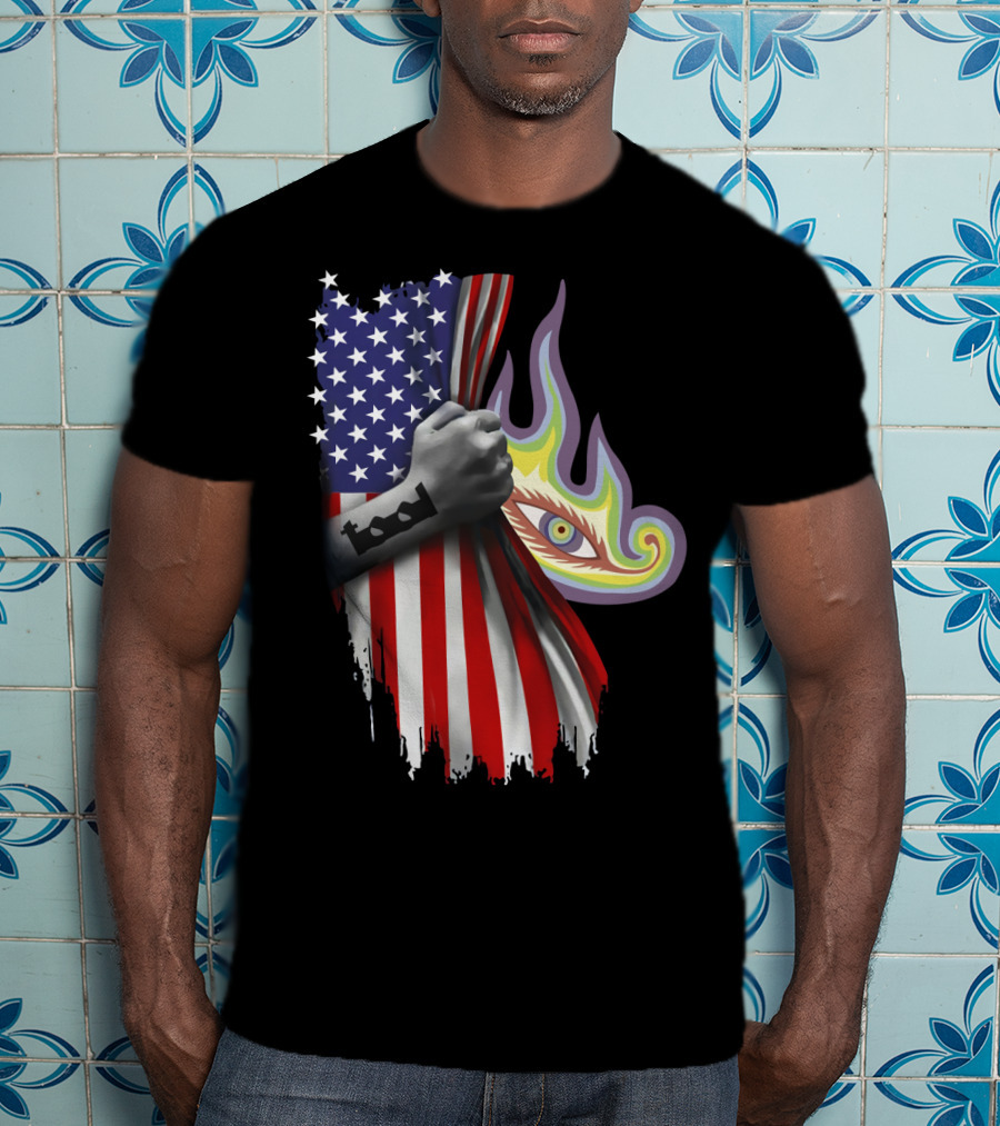 Tool Rock Band American Flag Psychedelic Eye Tattoo T-Shirt