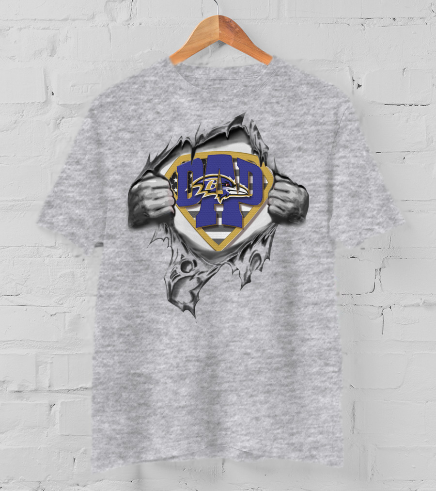 Superdad Baltimore Ravens Logo In Superhero T-Shirt