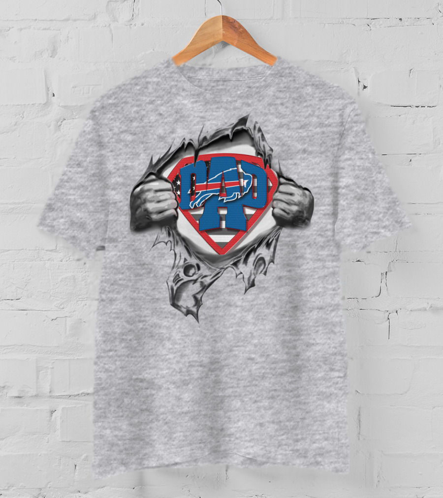 Buffalo Bills Superdad Logo With Torn Shirt Superman T-Shirt