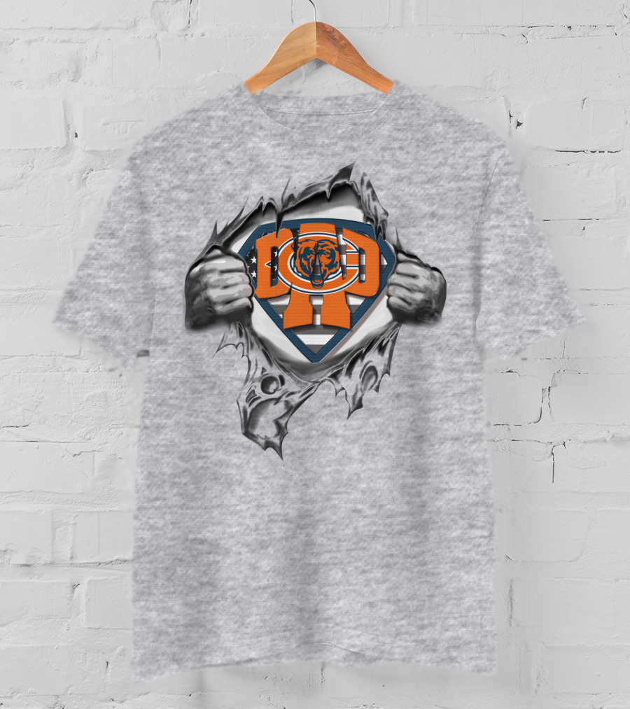 Superdad Chicago Bears Logo Inside Superhero Emblem T-Shirt
