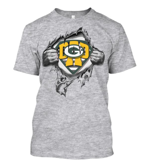 Superdad Green Bay Packers Shield Superman Rip T-Shirt