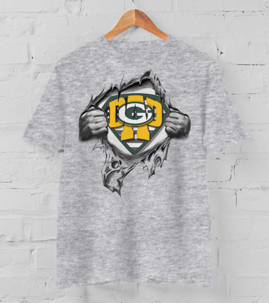 Superdad Green Bay Packers Shield Superman Rip T-Shirt