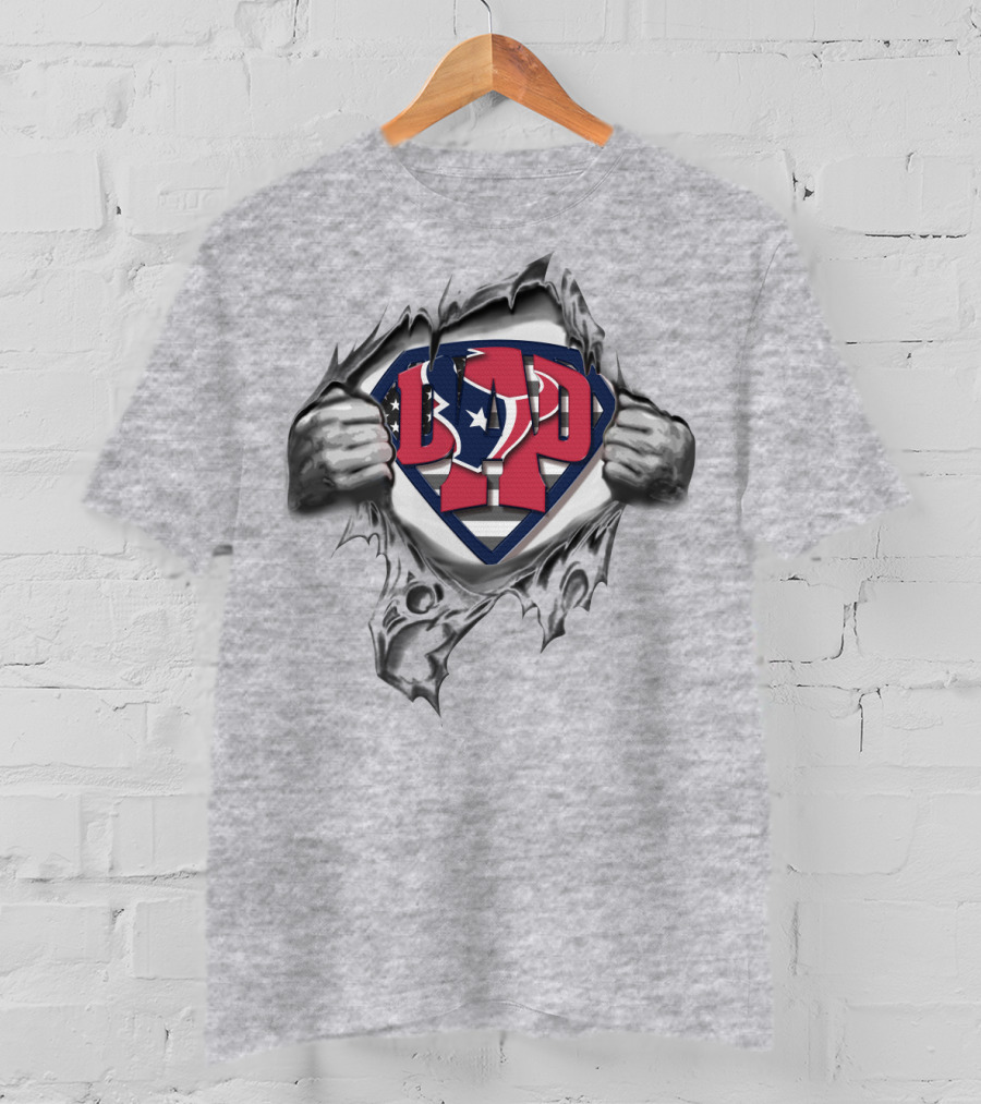 Superdad Houston Texans Logo Burst Superhero T-Shirt