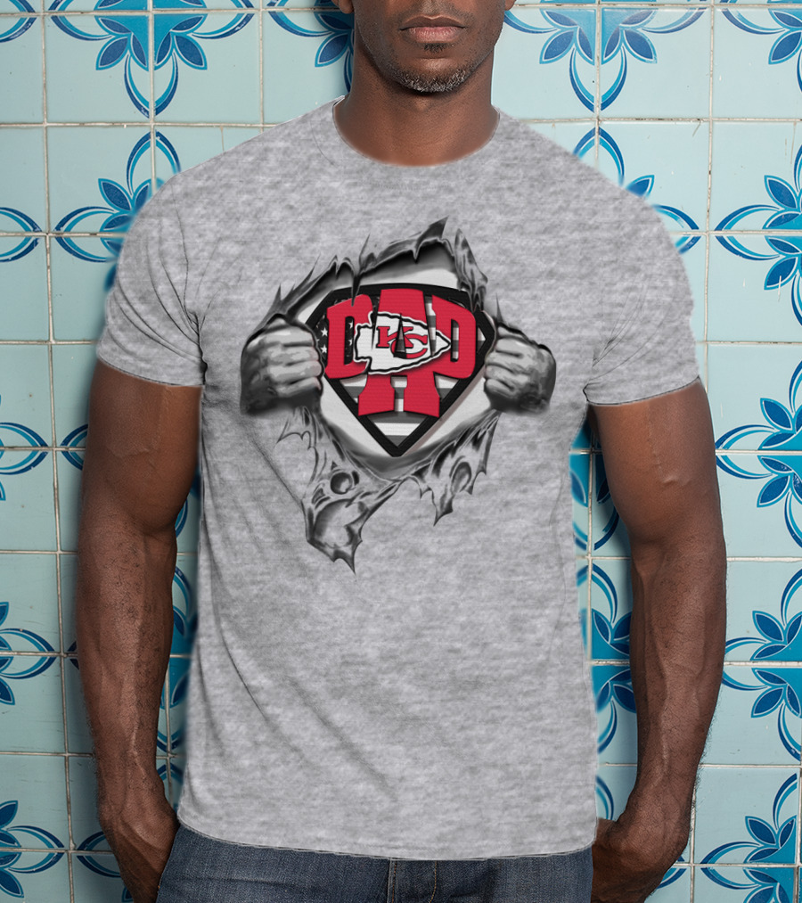 Superdad KC Chiefs Ripped Superman Logo T-Shirt