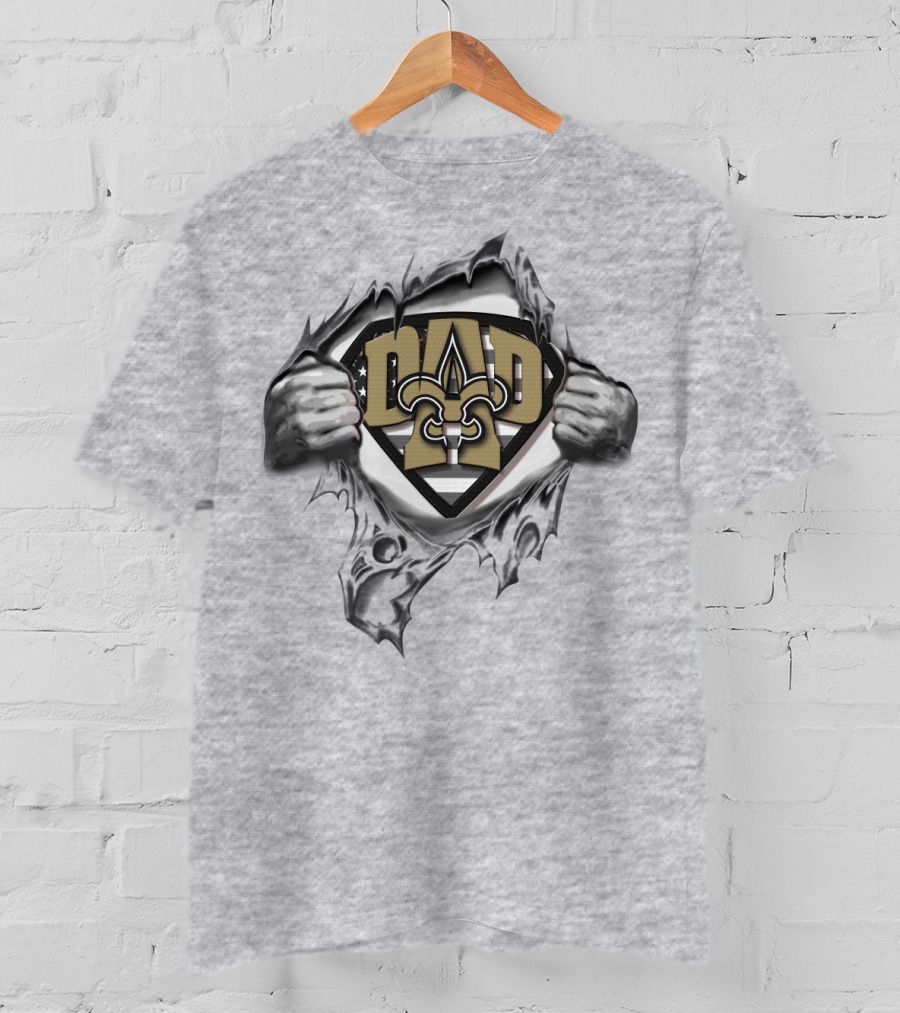 Superdad New Orleans Saints Fleur-De-Lis Symbol Dad Badge T-Shirt