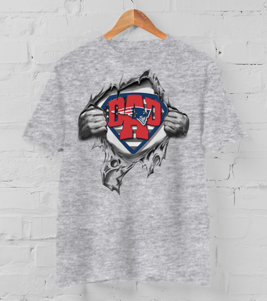 Superdad New England Patriots Superhero Dad Logo With Hands T-Shirt