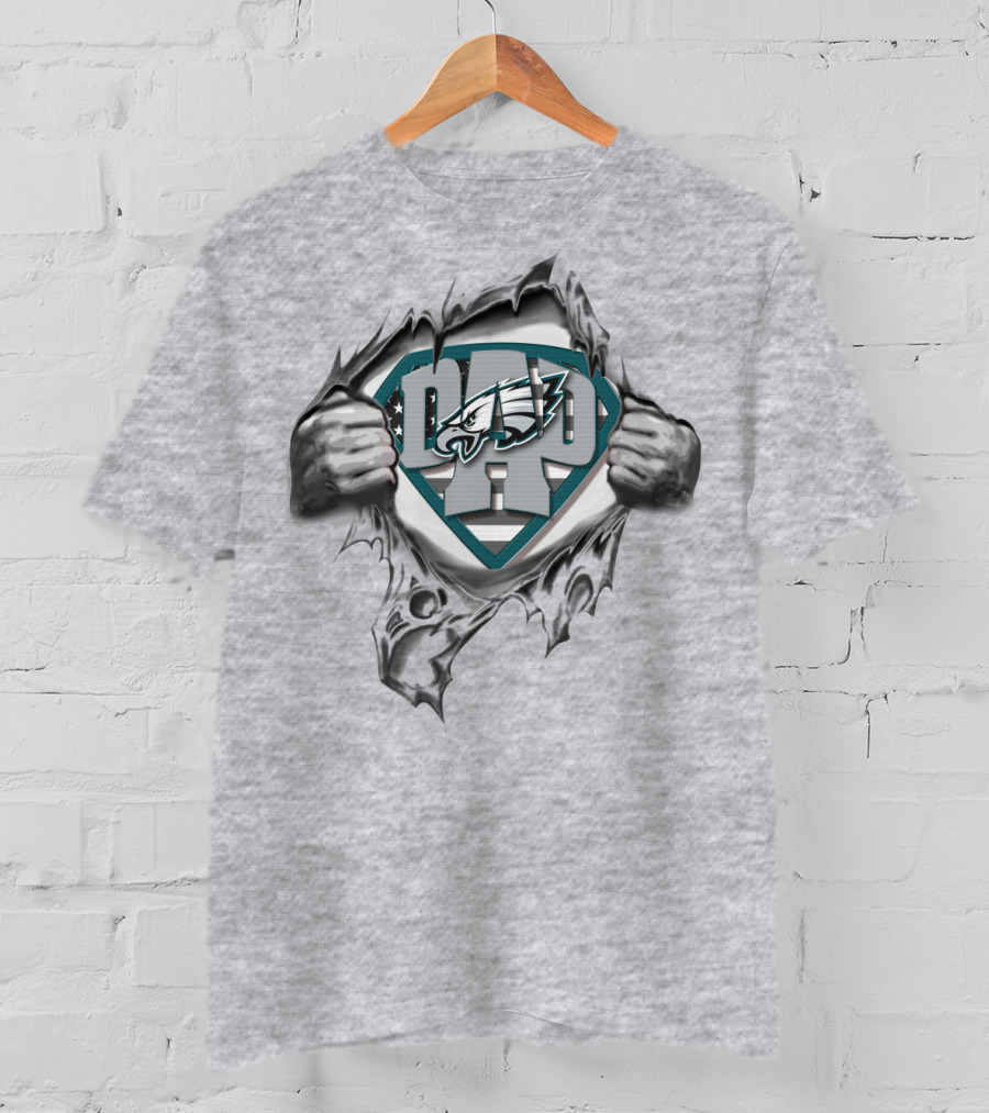 Superdad Philadelphia Eagles Dad Logo Rip T-Shirt