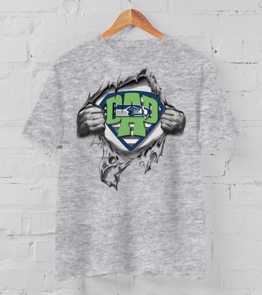 Seattle Seahawks Superdad Logo Rip Superman T-Shirt