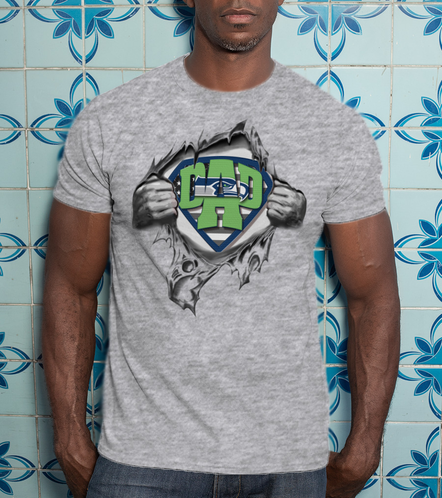 Seattle Seahawks Superdad Logo Rip Superman T-Shirt