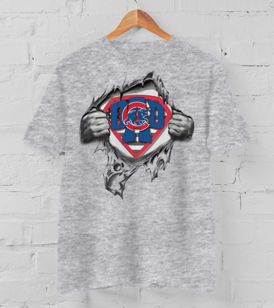 SUPERDAD Chicago Cubs Logo Inside Ripped Chest T-Shirt