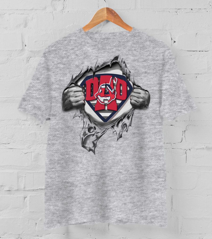 SUPERDAD Cleveland Indians DAD Logo Hands Ripping Open T-Shirt