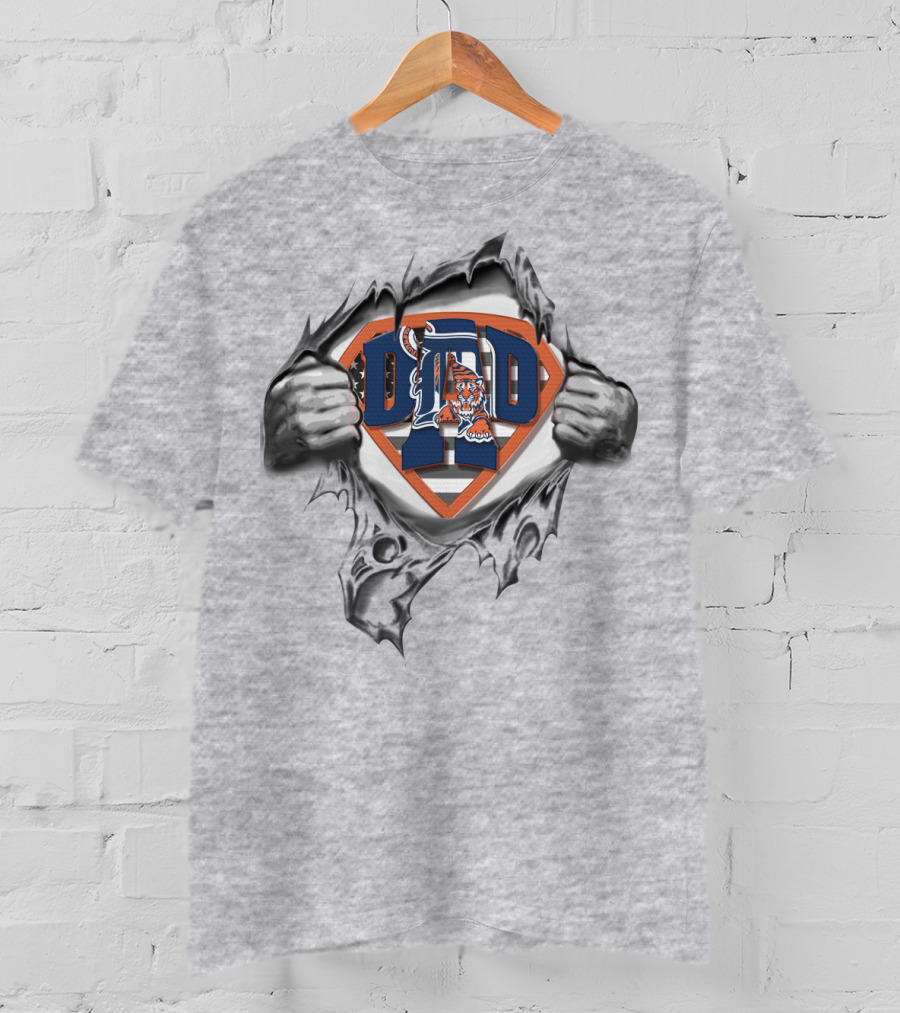 SUPERDAD Detroit Tigers Emblem With Tiger Mascot T-Shirt