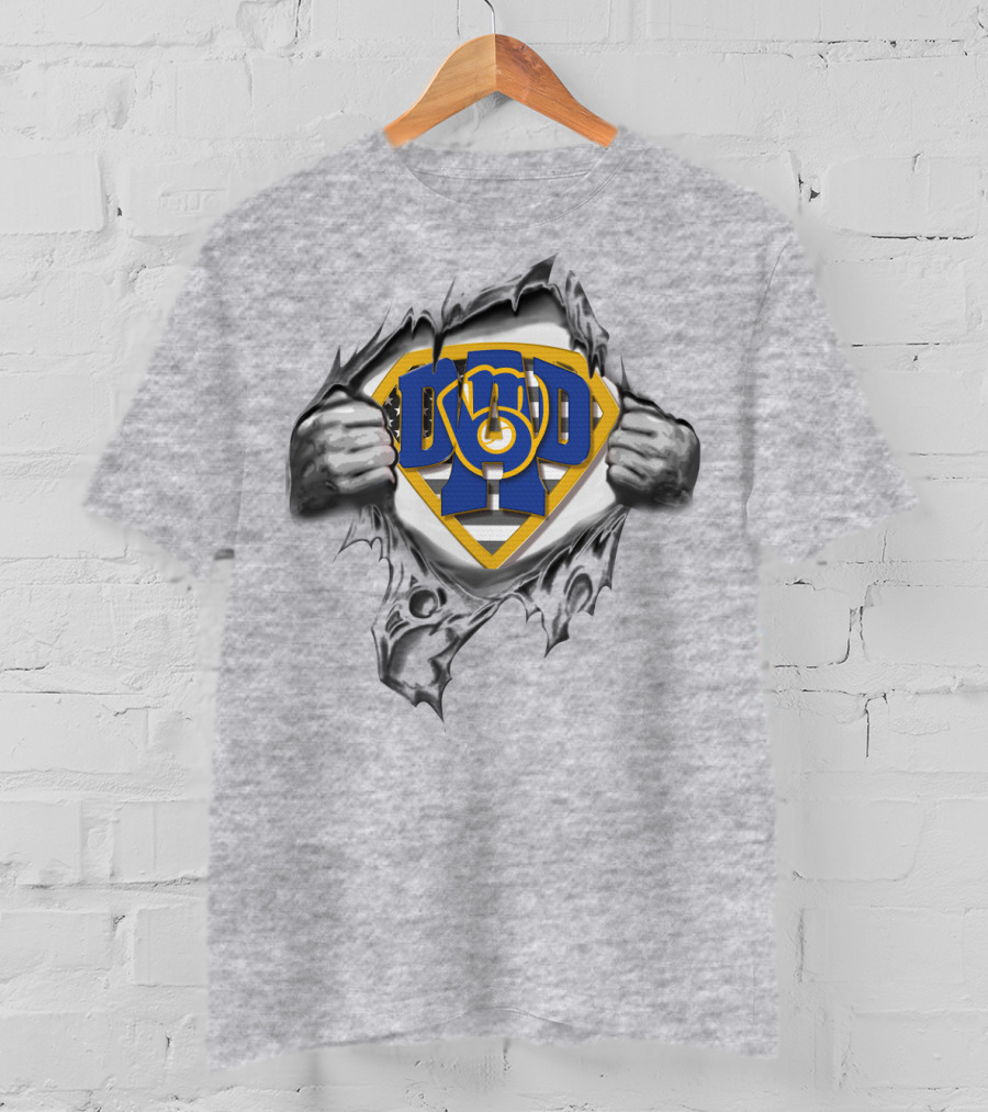 SUPERDAD Milwaukee Brewers Logo Chest Rip T-Shirt