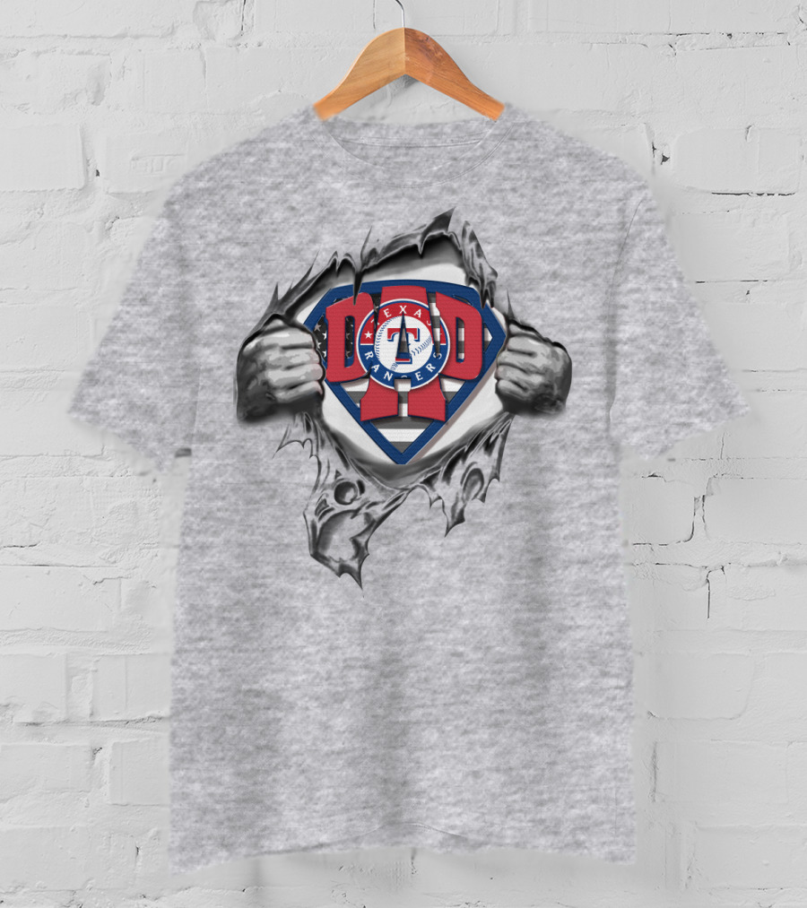 SUPERDAD Texas Rangers Emblem With Superman Shield T-Shirt
